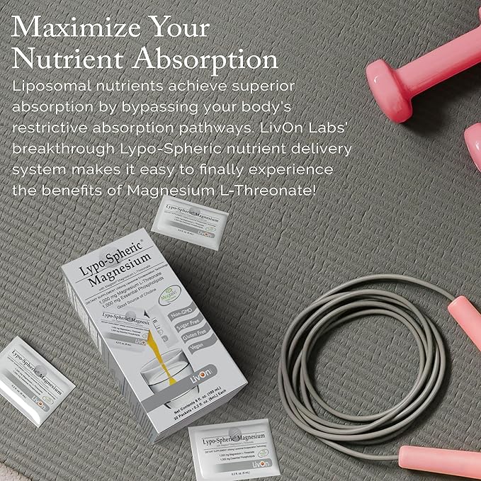 Lypo-Spheric Magnesium L-Threonate – 30 Packets – 77 mg Magnesium Per Packet – Liposome Encapsulated for Maximum Bioavailability – Professionally Formulated & 100% Non-GMO - 2 Pack