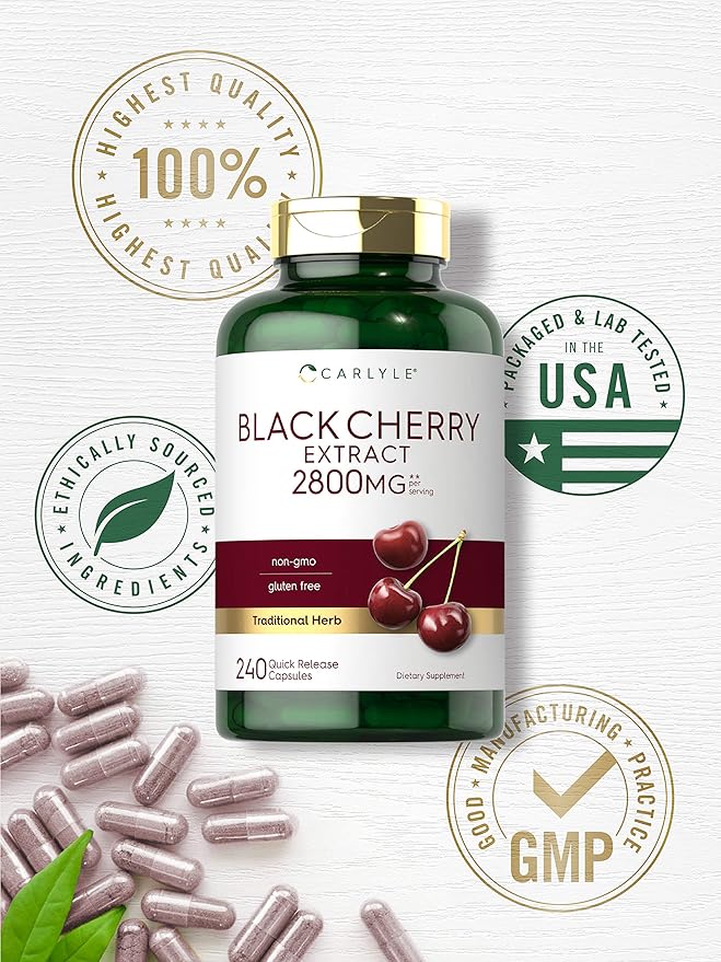 Carlyle Black Cherry Extract Concentrate | 240 Capsules | Non-GMO and Gluten Free Formula | Prunus Serotina Supplement