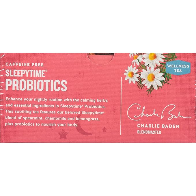 Celestial Seasonings Sleepytime Wellness Tea Plus Probiotics, Caffeine Free, 18 Tea Bags Box (Pack of 2)