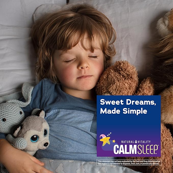 Natural Vitality Kids Calm Sleep Melatonin | 1mg Chewable Tablets | 100% Drug Free | Nighttime Grape Flavored Supplement | 60 Count