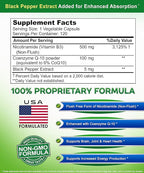 Nicotinamide with CoQ10 (120 Capsules) - Vitamin B3 500mg (Niacinamide Flush Free) - Coenzyme Q10 Powder - VIT B-3 & Coq 10 Supplement Pills to Support Energy, NAD, & Skin Cell Health