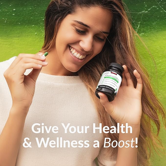 ProbioSlim, 2-Pack, Probiotic Supplement for Women and Men with Probiotics and Green Tea Extract, Reduce Gas, Bloating, Constipation, Support Digestive Health & Gut Health, Force Factor, 60 Capsules