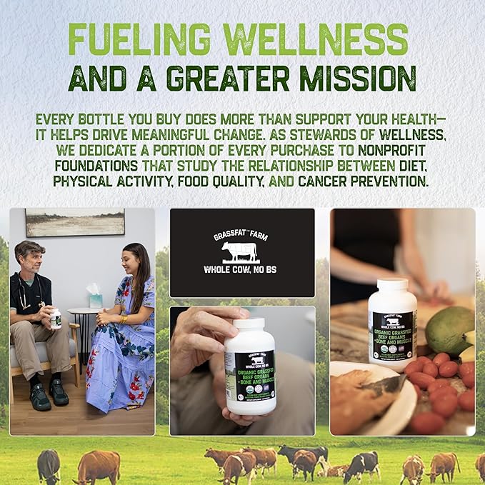Grassfat Farm - USDA Certified Organic 100% Grassfed Beef Organ Supplements - Whole Cow with Nothing Added - Beef Liver, Kidney, Lungs, Heart, Bone & Muscle - NO Uterus or Fallopian - 30-Day Supply