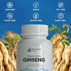 Panax Ginseng Supplement 1000mg - 60 Vegan Capsules - Korean Red Ginseng Extract Root Powder Pills for Men and Women - for Natural Energy, Focus, Immune Support, Vitality & Stamina