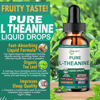 L Theanine Liquid Drops, Pure L-Theanine 400mg for Adults and Kids, Organic High Absorption L Theanine Supplement, Natural Focus Supplement, Non-GMO | Gluten Free | 30 Servings