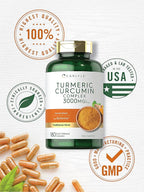 Carlyle Turmeric Curcumin Supplement | 180 Capsules | with Black Pepper, Curcuminoids and Bioperine | Non-GMO, Gluten Free