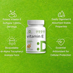 Vitamin E Supplements, 1,000 IU Per Serving, 240 Softgels – Extra Strength Antioxidant Protection – Bioavailable Stable Form – Skin, Heart, Brain, & Immune Support – Non-GMO
