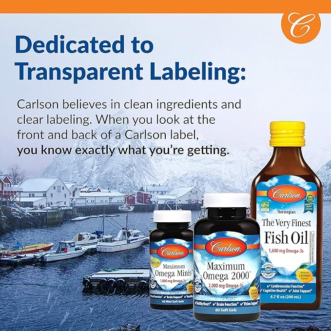 Carlson - Fish Oil Q, 1200 mg Omega-3s 200 mg CoQ10, Function, Energy Production & Circulatory Support, 120 Softgels