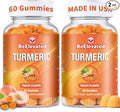 Curcumin Turmeric Gummies – Extra Strength 2000mg Turmeric and Ginger Supplement Gummies with Black Pepper – Vegan and Non-GMO, Peach Flavor - Pack of 2