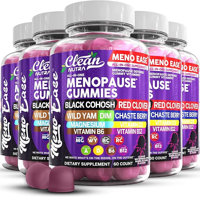 Menopause Supplement For Women Gummies with Black Cohosh, Wild Yam Magnesium, Red Clover For Menopause Relief Hormone Balance Night Sweats Mood Plus Bergamot, Vitamin D3, Vitamin B12, Vitamin B6 Clean