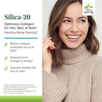 Terry Naturally Silica-20 - Support Hair Growth & Nail Strength - Collagen Supplement to Aid Bone Density & Strength - Skincare Supplement to Support Skin, Nail & Bone Health - 90 Tablets
