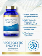 Carlyle Proteolytic Enzymes | 300 Capsules | Systemic Broad Spectrum Supplement | Vegetarian, Non-GMO & Gluten Free Formula