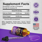 Liquid Biotin & Collagen 60,000 mcg - Vitamins for Hair Growth Support - Extra Strength Drops for Women & Men - Liquid Collagen Supplement - Strong Nails & Healthy Skin - Made in USA - 2 Fl Oz