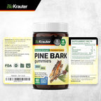 BIO KRAUTER® Pine Bark Extract for Skin & Antioxidant Support - French Maritime Pine Bark Gummies 300 mg for Clear Skin - 90 Gummies, 45-Day Supply - Non-GMO, Blueberry Flavor