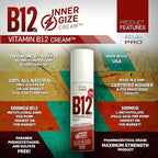BIOLABS PRO INNERGIZE B12 Cream - All Natural Topical B12 w/B6 & 10% L-Arginine - Advanced Neurological & PreWorkout Support - Professional Grade Methyl B12 - B6
