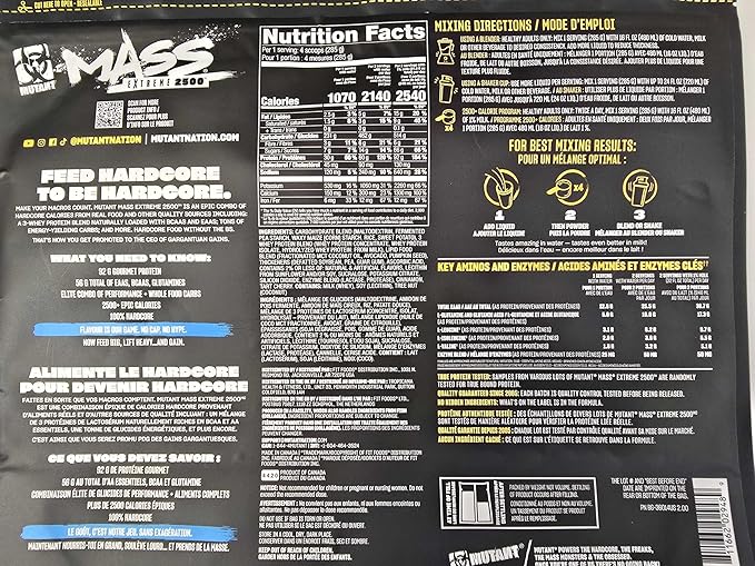 Mutant Mass Extreme Gainer Protein Powder – High Calorie Weight Gainer with Whey Protein & BCAAs for Muscle Mass & Weight Gain - Vanilla Ice Cream 6 lbs