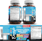 Ashwagandha Maca Root Gummies with Fenugreek Hibiscus Slippery Elm Saffron Extract & Beta Carotene | Peach Flavor Vegan Gummy Vitamins Adaptogen Cortisol Supplement Energlo by Clean Nutra (2)