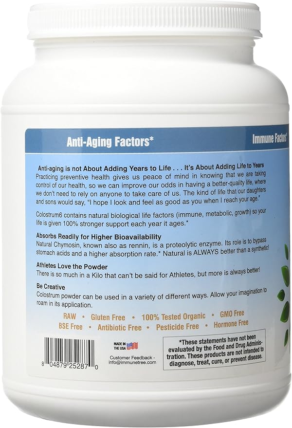 100% Pure Bovine Colostrum Powder (Grass-Fed) | High IgG for Immune Support & Gut Health | Anti-Aging | Colostrum Supplement for Adults & Kids | 2.2lb | 661 Servings