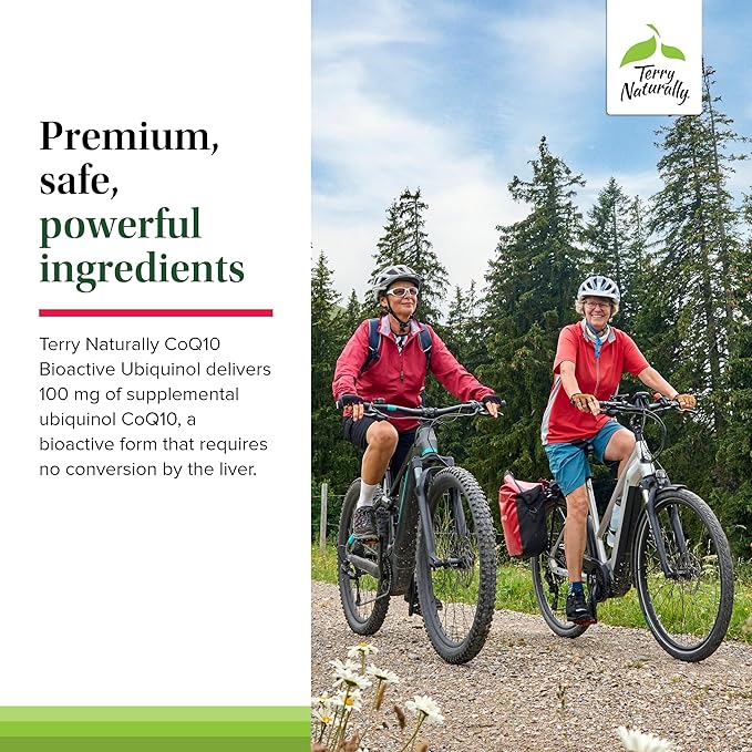 Terry Naturally CoQ10 BioActive Ubiquinol - Cellular Energy Support Supplement - BioActive CoQ10 Supplement - Nutritional Supplement to Aid Healthy Aging & Brain Health - 60 Softgels