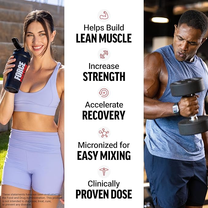 Force Factor Creatine Monohydrate Powder, 5g Micronized Dose to Support Muscle Growth, Strength, Recovery, Cognitive Health & Memory, Unflavored, 60 Servings