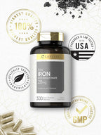 Carlyle Easy Iron Supplement for Women and Men | 28mg | 300 Capsules | as Ferrous Bisglycinate | Non-GMO and Gluten Free