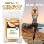 Healthworks Superfoods Organic Maca Powder Raw - 16 Oz / 1 Lb - Certified Organic Flour Use - Keto, Vegan & Non-GMO - Premium Peruvian Origin - Breakfast, Smoothies, Baking & Coffee - Antioxidant