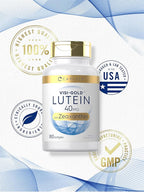 Carlyle Lutein and Zeaxanthin Supplement | 40mg | 180 Softgels | Pills for Eyes | Eye Health Vitamins | Visi-Gold | Non-GMO and Gluten Free