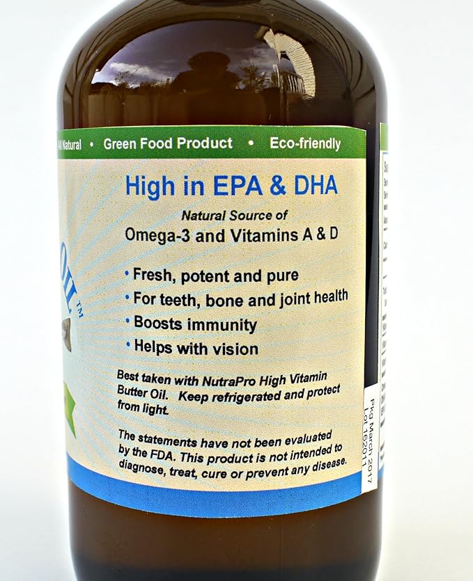 Virgin Cod Liver Oil - 8 Fl oz Natural, Sustainably sourced, Wild Caught & Fresh Tasting. High in Vitamin D, Omega 3 DHA/EPA (Lemon and Peppermint Flavored)