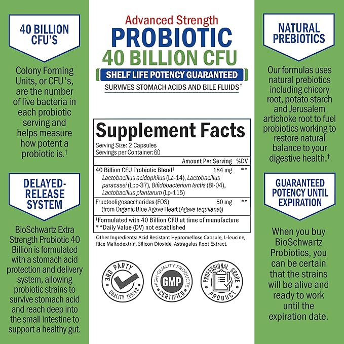 Triple Strength Omega 3 Fish Oil Softgels (2 Month Supply) Plus 40 Billion CFU Daily Probiotic Supplement (2 Month Supply)