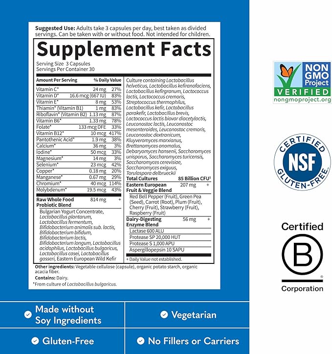 Garden of Life Raw Probiotics Men 50 & Wiser - 85 Billion Live Cultures - Supports Immune, Colon & Gut Health - 90 Vegetarian Capsules