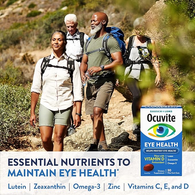 Ocuvite Eye Health, Lutein & Zeaxanthin Supplement, Eye Vitamin with Antioxidant Vitamin D, Vitamin C, E & Omega-3, Helps Protect Eye Health, 30 Softgels