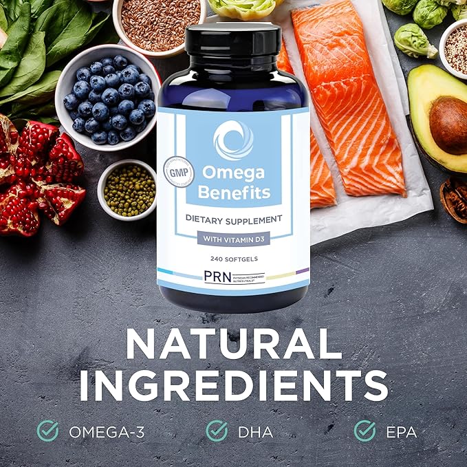 PRN Omega 3 Supplement - 240 Softgels, 60-Day Supply - Fish Oil Omega 3 Supplements with 1680 mg EPA & 560 mg DHA - rTG Omega-3 + Vitamin D for Skin, Joint, Brain, Eye & Heart Health