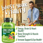NATURELO Mens Multivitamins - One Daily Multivitamin for Men with Vitamins, Minerals & Organic Whole Foods, Boost Energy & Health, Non-GMO, 60 Vegetarian Capsules