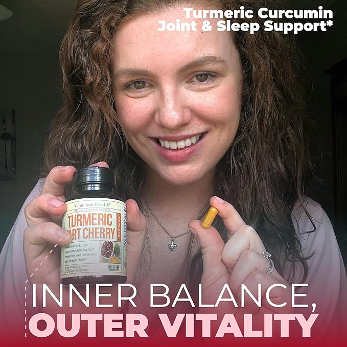 Tart Cherry Capsules – Turmeric Curcumin Supplement with Tart Cherry Extract & Celery Seed Extract – Turmeric Curcumin with Black Pepper for Uric Acid Balance, Joint Health & Sleep Aid - 2 Pack