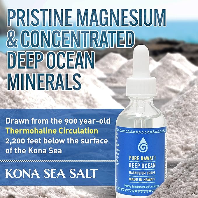 Pure Hawaii Deep Ocean Magnesium Drops – Made in Hawaii – with Other Trace Minerals – Easy to Take Liquid 2 Fl. Oz. -Support Brain, Immune, and Heart Health