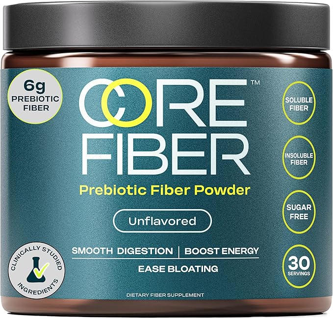 Prebiotic Fiber Supplement for Women & Men – 6g Prebiotic Fiber Powder – Daily Blend for Gut Health, Bloating, Regular Digestion & Energy – Soluble & Insoluble, Sugar Free, Unflavored, 30 Servings