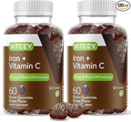 VITEEY Iron Gummies - Iron with Vitamin C - Energy, Bood Support and Anemia Supplement for Women & Men - Vegan, Gluten Free - 120 Count