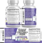 Clean Nutraceuticals Magnesium Glycinate Complex 1000mg with L-Theanine 200mg Apigenin 50mg Citrate Taurate Supplement (60 Count (Pack of 2))