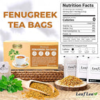 LeafLea 80 Premium Fenugreek Tea Bags, Natural Fenugreek Seed for Toasty Flavor & Sweet Aroma, Fenogreco Tea with Gentle Warmth, Caffeine-Free, Sugar-Free, Vegan, Individually Wrapped for Freshness