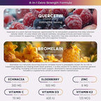 (3 Pack) Quercetin Gummies with Bromelain Zinc Elderberry Vitamin C D3 K2, Quercetin 1000mg Supplement with Bromelain 500mg for Cardiovascular, Immune System & Allergy, Vegan Gummy for Adult & Kid