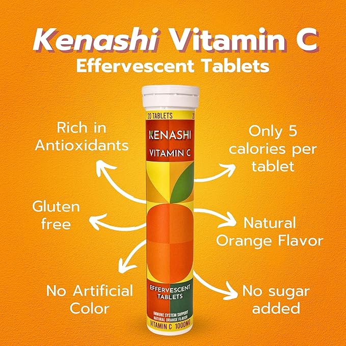 Vitamin C Effervescent Tablets 1000mg with Magnesium Zinc Vitamin E & Potassium Vitamina C Efervescente 60 Tables 3 Pack Vitamina C