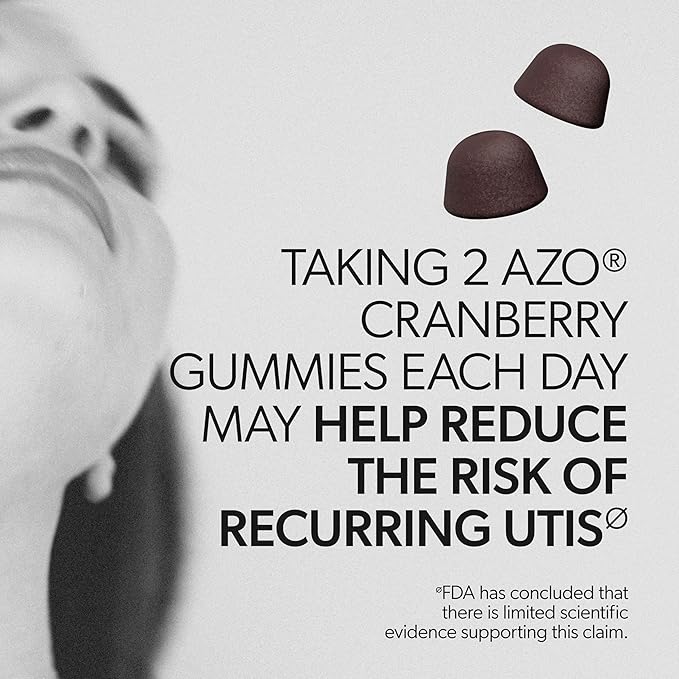 AZO Cranberry Urinary Tract Health Gummies Dietary Supplement, 2 Gummies = 1 Glass of Cranberry Juice, Helps Cleanse & Protect, Natural Berrylicious Flavor, Non-GMO, 72 Gummies