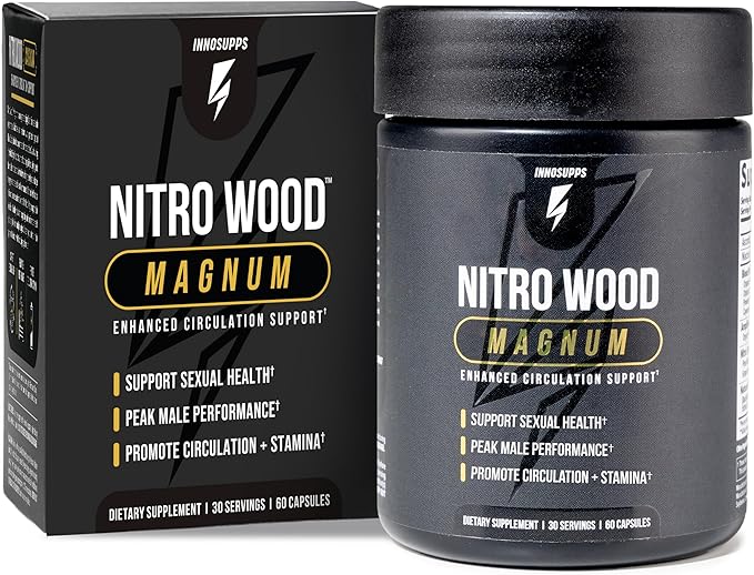 InnoSupps Nitro Wood Magnum – Nitric Oxide Booster for Men – Supports Blood Flow, Circulation & Male Performance – Stamina, Endurance & Size Support – 60 Veg Capsules