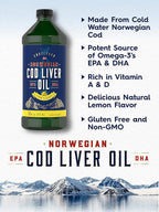 Carlyle Cod Liver Oil Liquid | 16 fl oz | Pack of 3 Bottles | Lemon Flavor | Norwegian | Non GMO, Gluten Free