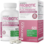 Bronson Women's Probiotic 50 Billion CFU + Prebiotic with Cranberry & D-Mannose – Vaginal Health, Healthy Digestion, Immune Function and Urinary Tract Support, Non-GMO, 60 Vegetarian Capsules