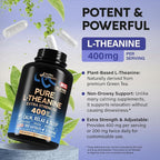 L Theanine 400 mg | L-Theanine Stress Relief | Extra Strength Supplement | Made in USA | Relaxation, Sleep & Calm Support | For Men & Women | Plant Based, Non-GMO & Gluten-Free | 180 Vegan Capsules