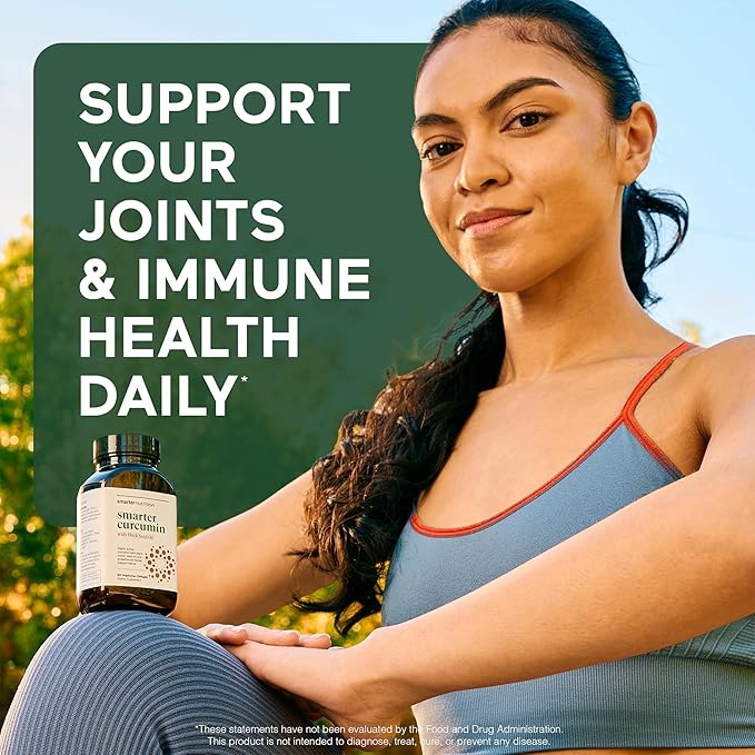 SMARTERNUTRITION Curcumin Softgels - Vegan High Absorption 400 mg Curcumin Supplement Standardized to 95% Tetrahydrocurcuminoids + Black Seed Oil & Ginger for Joint & Immune Health - 360 Ct