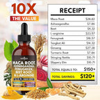 Organic Maca Root Liquid Drops with Ashwagandha, Nettle, Fenugreek, Beet Root and L-Arginine Liquid Multivitamin for Women and Men - 8oz
