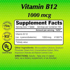 ALFA VITAMINS Vitamin B12 1000 Mcg 100 Tablets. Immune System. Nerves and Brain Health. Metabolism