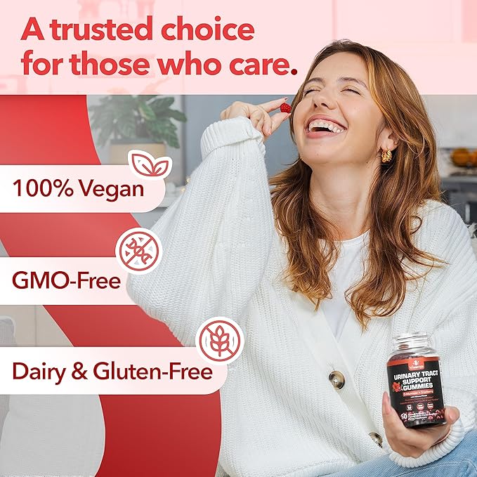 Potent Cranberry Gummies with D Mannose - Urinary Tract Health for Women & Men, Urinary Flush & Bladder Fast-Acting Support Supplements with Hibiscus Powder, 60 Count